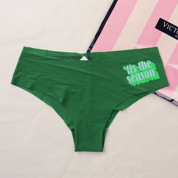 nwt victoria's secret pink 'tis the season logo no show seamless cheeky brief - Picture 3 of 4